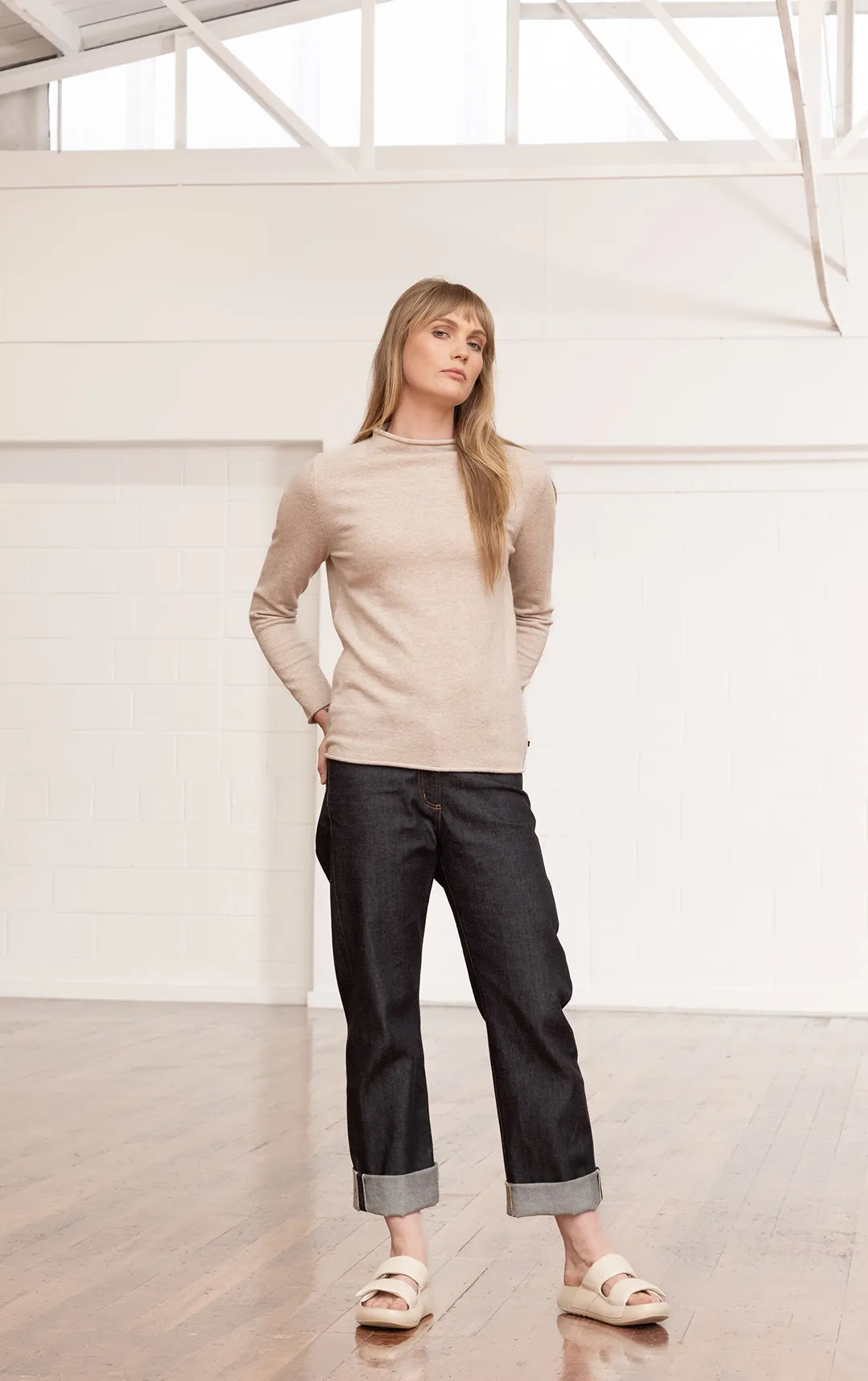 12GG BRUSHED MERINO FUNNEL NECK PULLOVER
