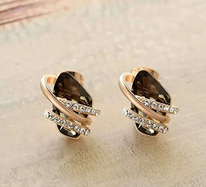 18K Rose Gold Crystal Earrings