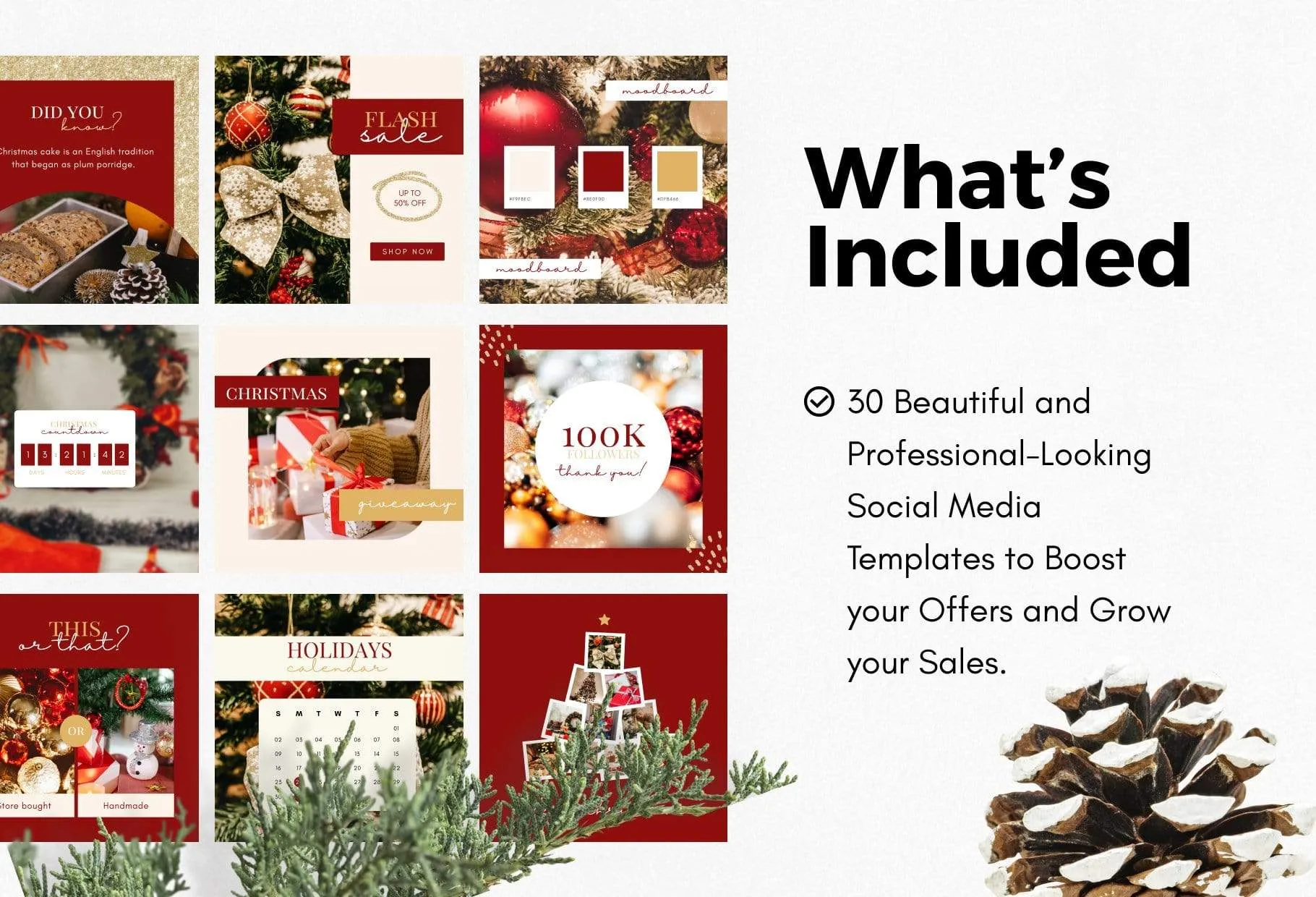 30 Christmas Instagram Post Canva Templates V5