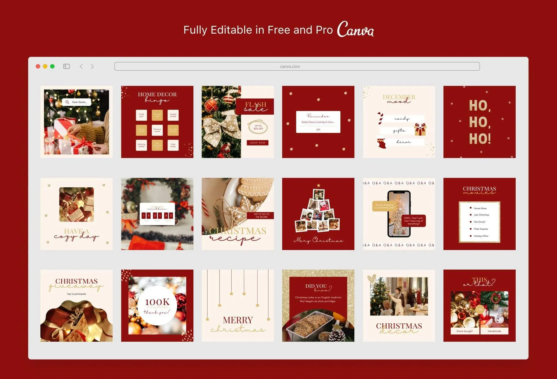 30 Christmas Instagram Post Canva Templates V5