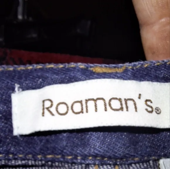 A Roaman's Denim Blue Midi Skirt in a size 26W. Pre-loved in great condition