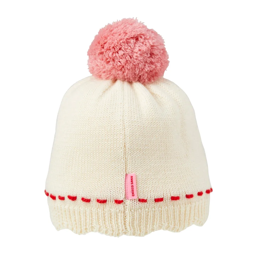 Chieco Saku Pom-Pom Floral Knitted Hat