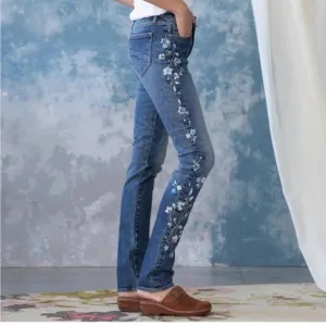 Driftwood Embroidered Audrey High Rise With Floral Design
