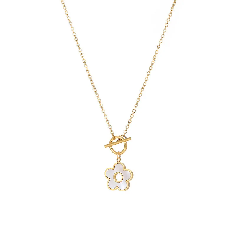 Floral Shell OT Chain Necklace for Women – Designer Collar Chain for Autumn and Winter Elegance