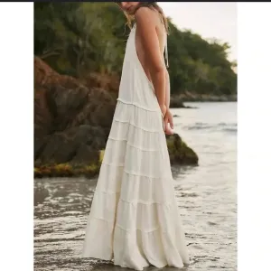 FREE PEOPLE FREE PEOPLE BEACH SOMEWHERE SUNNY HALTER MAXI DRESS