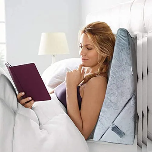 Grin Health Orthopedic Bed Wedge Pillow, Multi Purpose Adjustable Pillow for Legs and Back Support Pillow (22 x 22 x 10 inches, Grey, Foldable)