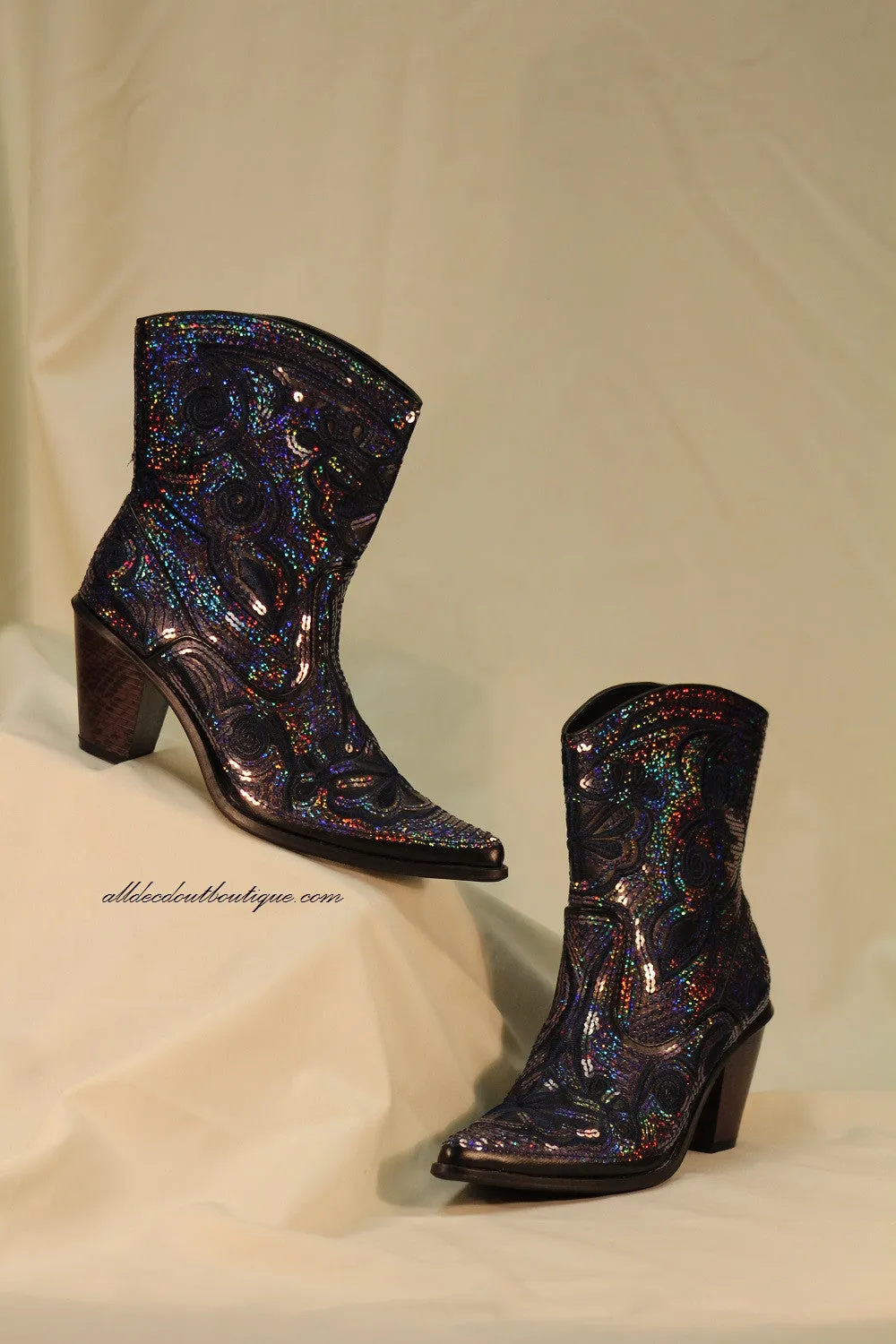 Helen's Heart | Full Embellished Sequin Navy Boot