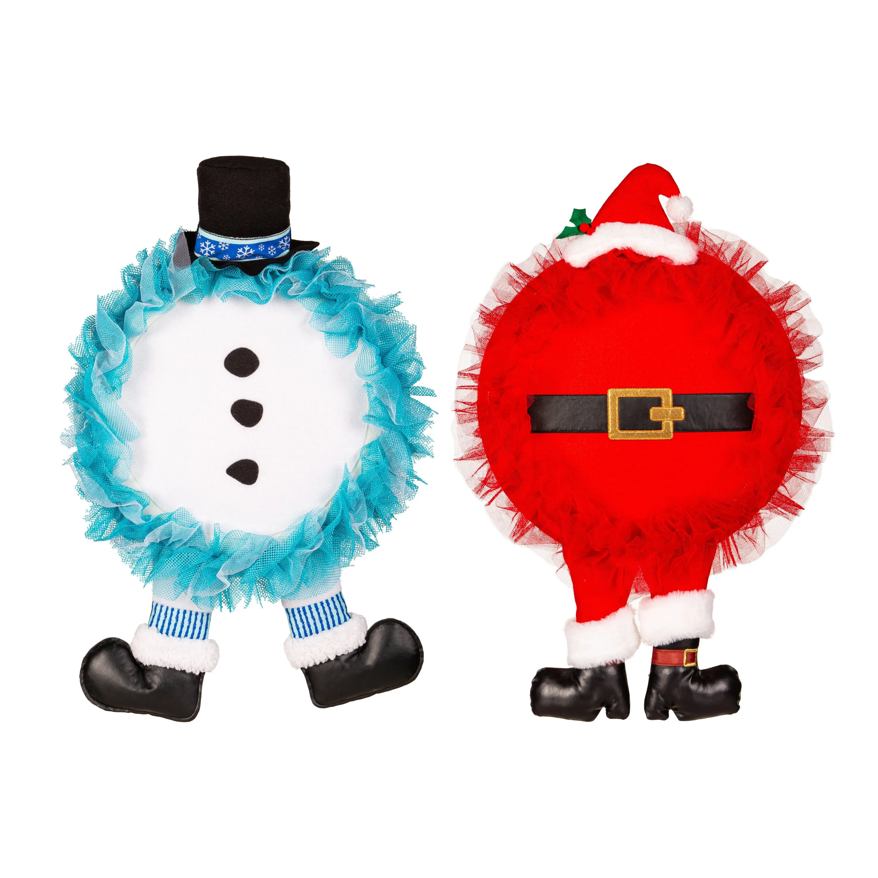 Holiday with Dangle Legs Lighted Deco Mesh Door Décor,2msh2613bl