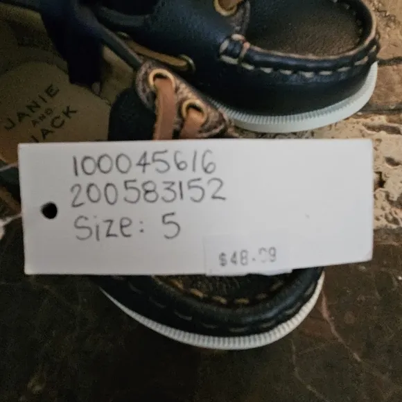 Janie and Jack Navy Blue Boat Shoes Size 5 NWT