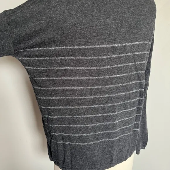 JOIE Emmylou‎ Boatneck Striped Shimmer Gra Sweater