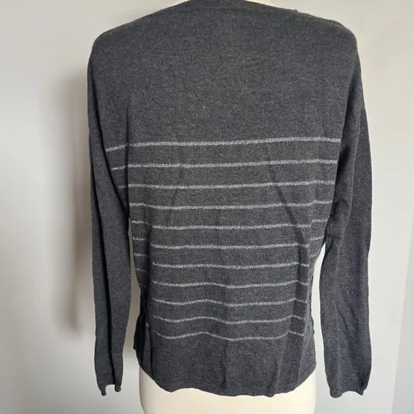 JOIE Emmylou‎ Boatneck Striped Shimmer Gra Sweater