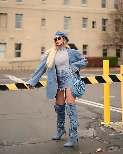 Knee-High Boots with Pocket Details and Stiletto Heel