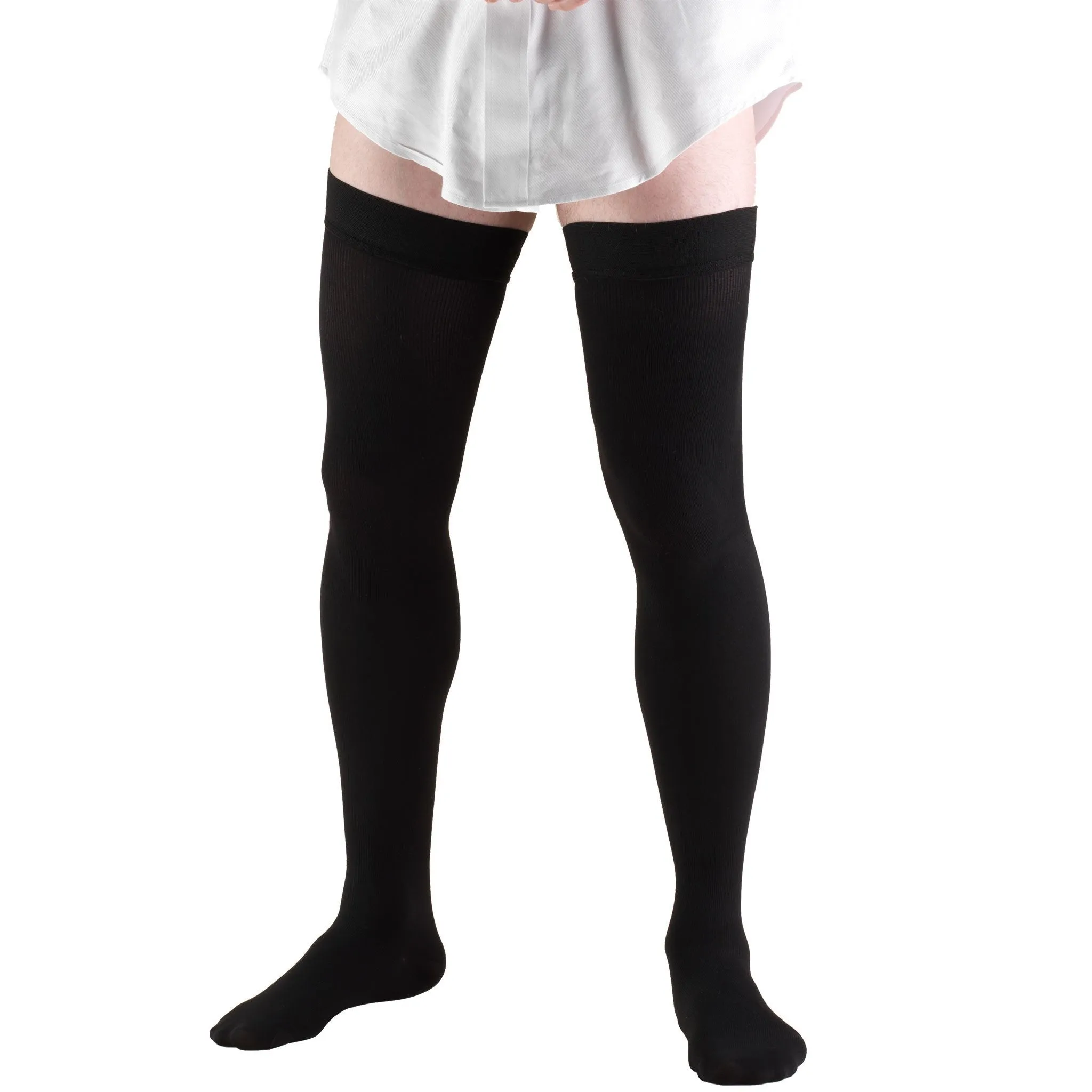 Men's Thigh High Dress Socks, 20-30 mmHg, Black,  1945