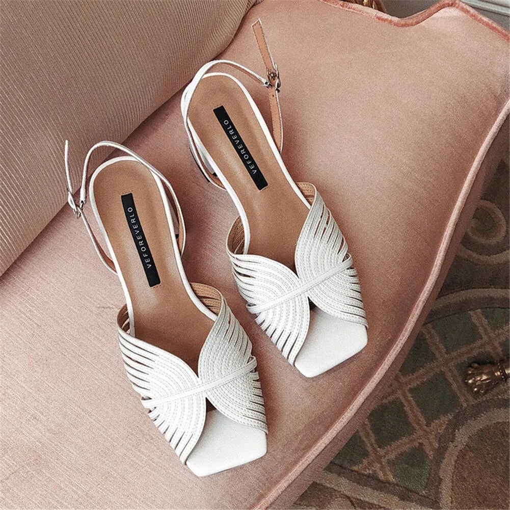 New INS Hot women's Genuine Leather Ladies High Heels Women Shoes Woman Casual Office Summer Sandals
