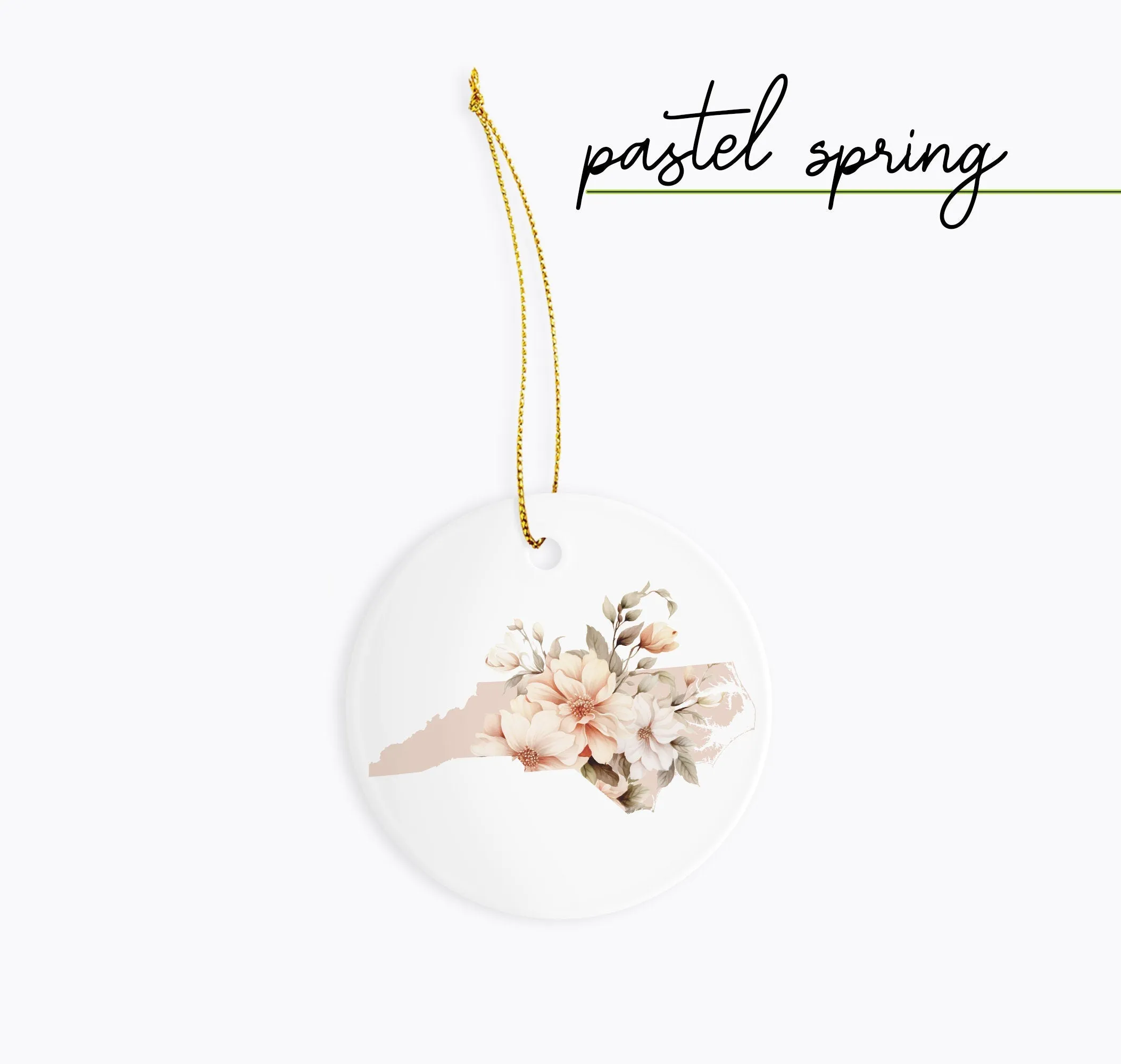 North Carolina Ornament, Flower Ceramic Ornament - Perfect for All Seasons! Fall, Summer, Spring, and Winter