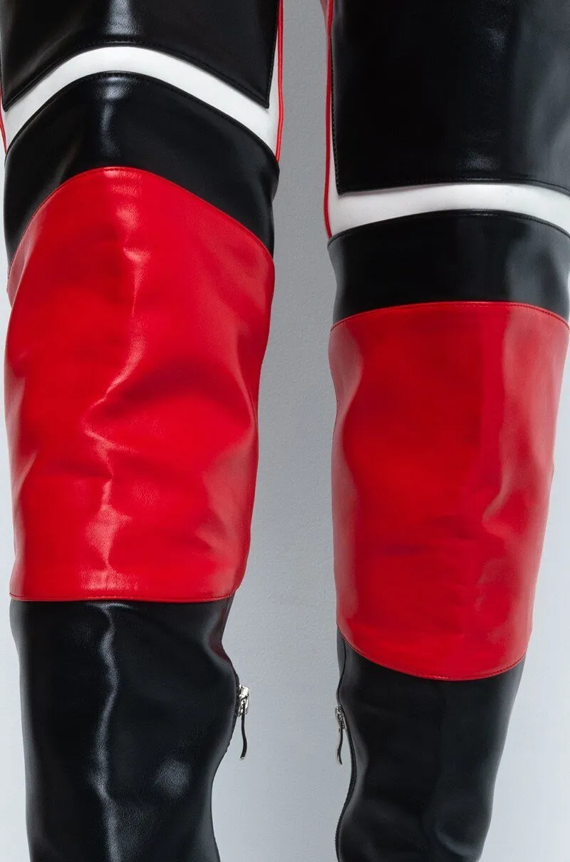Patchwork Red Thigh High Boots Fashion High Heels Women Shoes