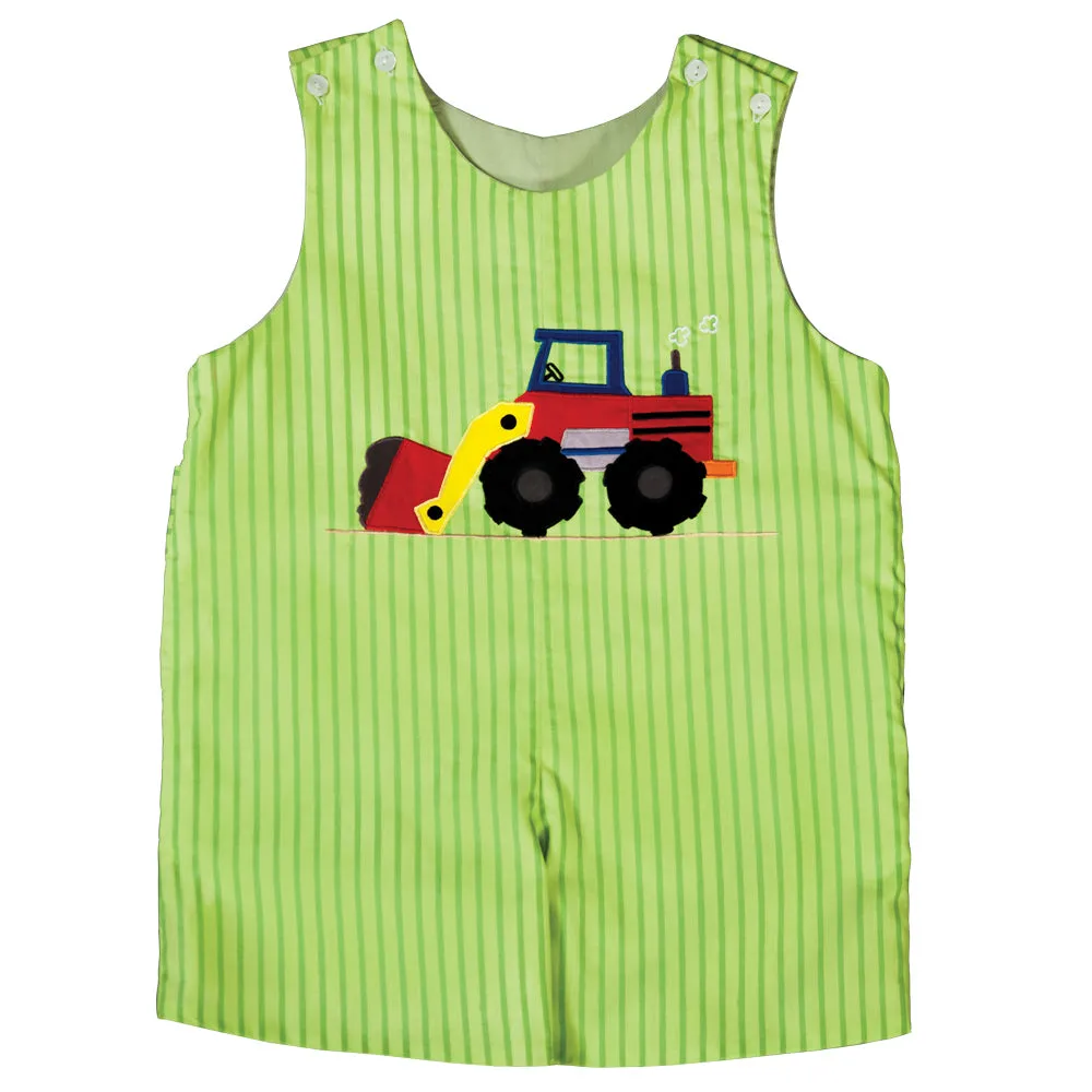 Payloader Green Striped Reversible Romper