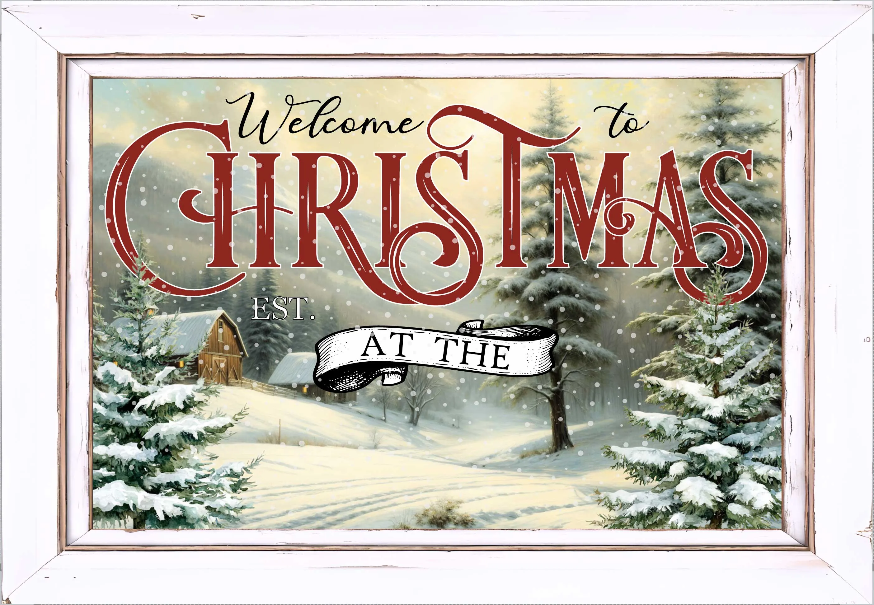 Personalized Thomas Kinkade-Style Christmas Canvas – Custom Holiday Decor