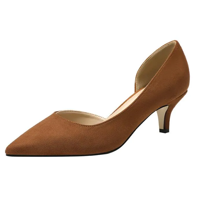 Petite Suede Pointy Mid Heel Shoes ANLE15