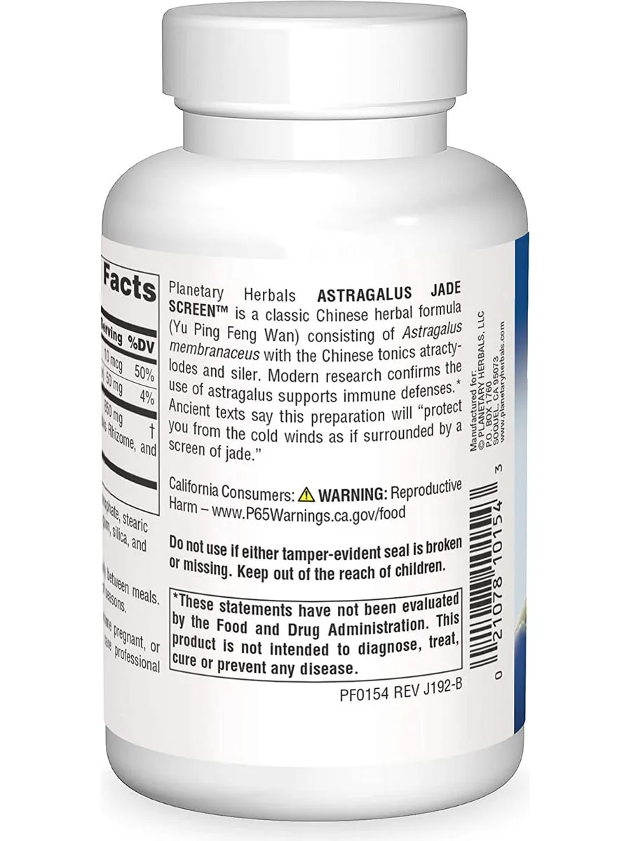 Planetary Herbals, Astragalus Jade Screen™ 850 mg, 100 Tablets