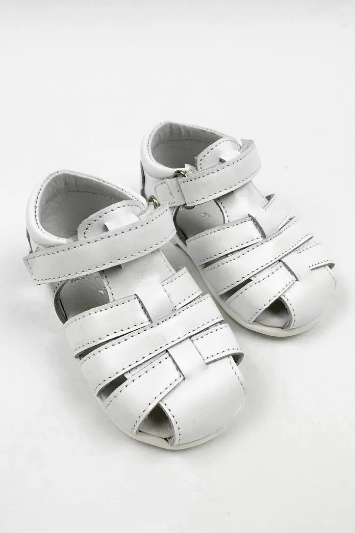 "Pedro" White Leather Sandals