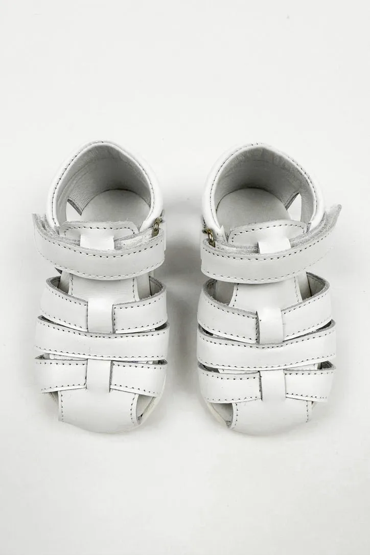 "Pedro" White Leather Sandals