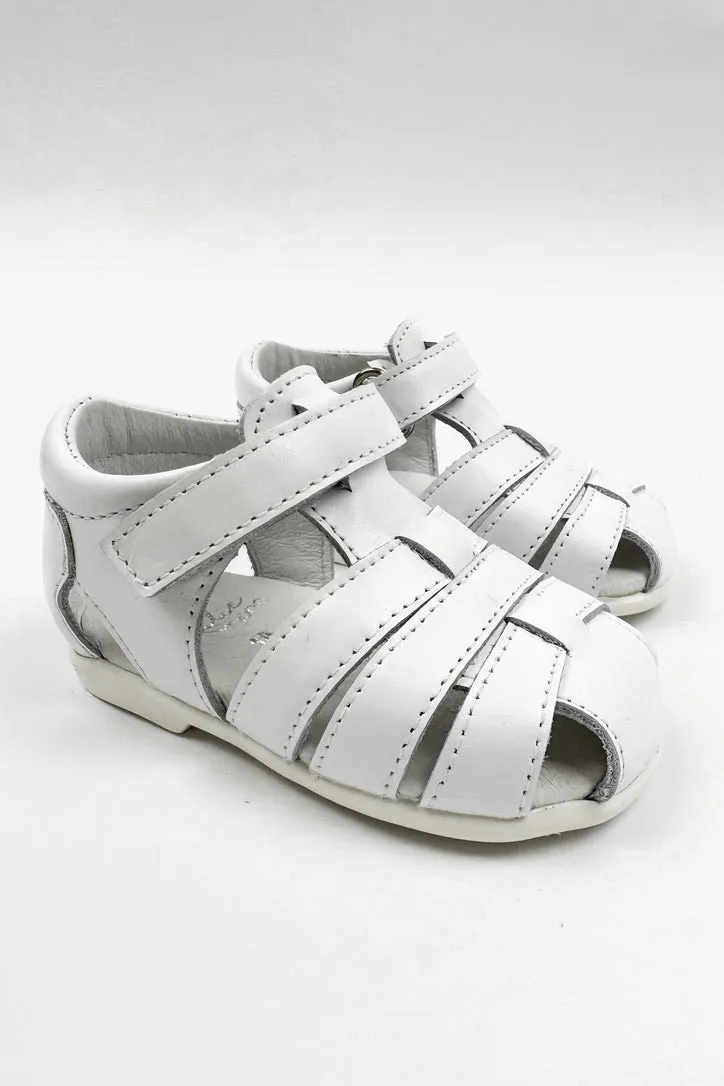 "Pedro" White Leather Sandals