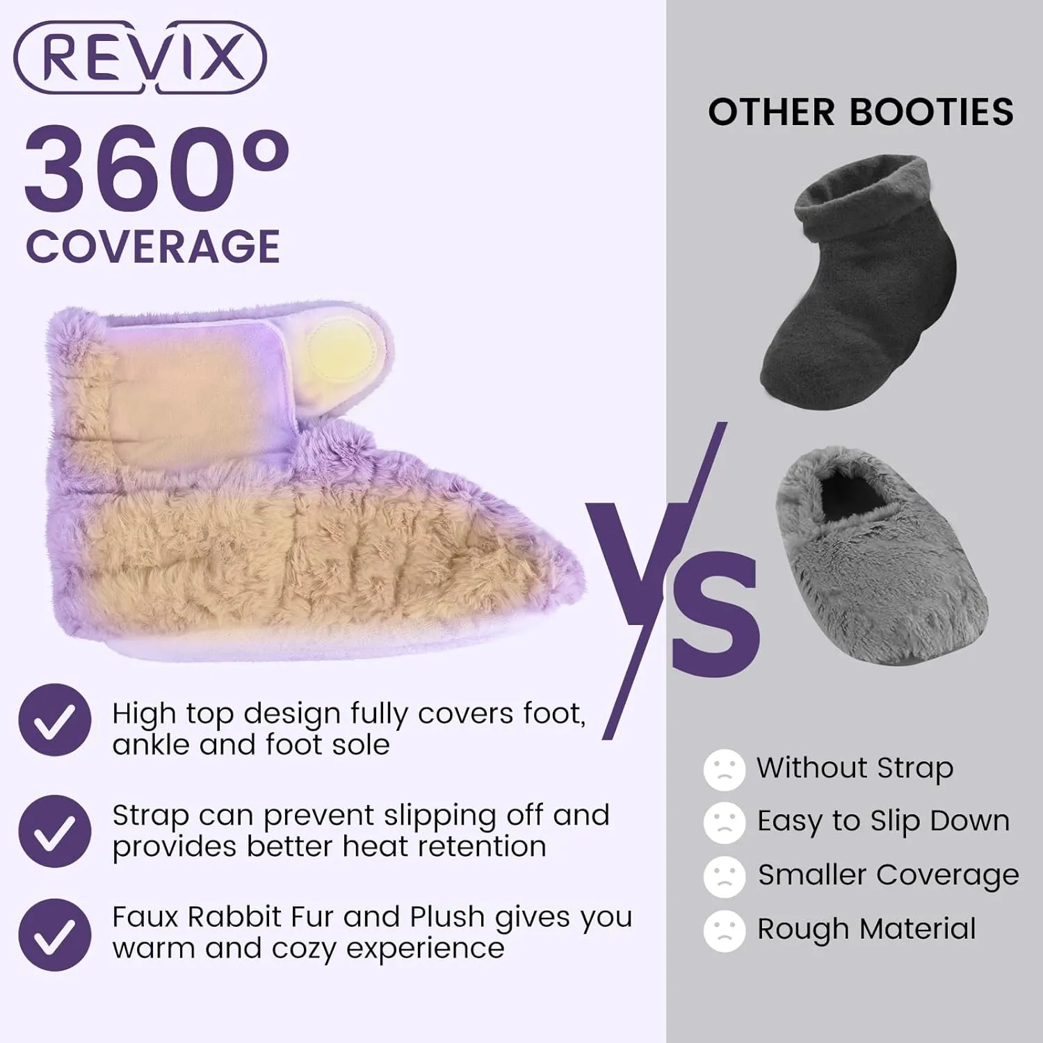 REVIX Microwavable Booties and Hot Feet Warmers for Women & Men,Heated Foot Warmer with Flaxseed Moist Heat Therapy