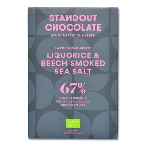 STANDOUT SWEDISH FAVOURITES LIQUORICE & BEECH SMOKED SEA SALT 67%, 50G