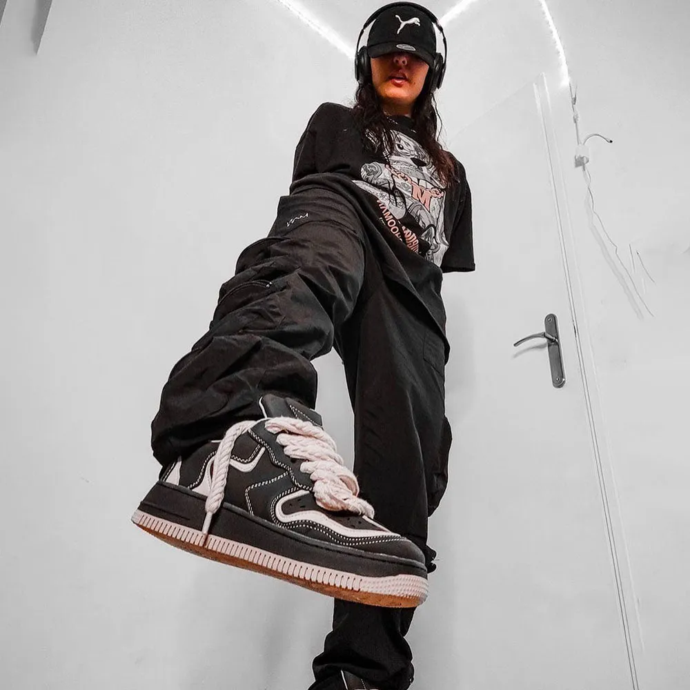 Urban High Street Coffee Stripe Couple Casual Sneakers