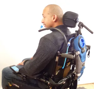Wheelchair Backrest or Headrest Mount Bundles - with Hydration, Wireless Sip-n-Puff, Nurse Call, and Lip/Chin Joystick Mouse or Gaming