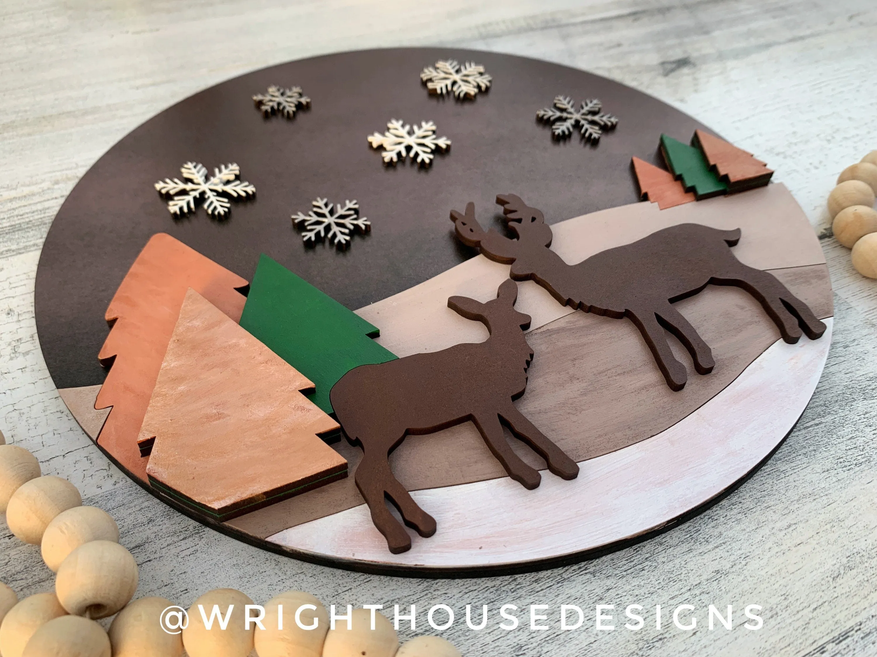 Winter In The Woods Seasonal Door Hanger - Mountain Theme Sign For Baby Nursery - Files for Sign Making - Digital SVG Cut File For Glowforge