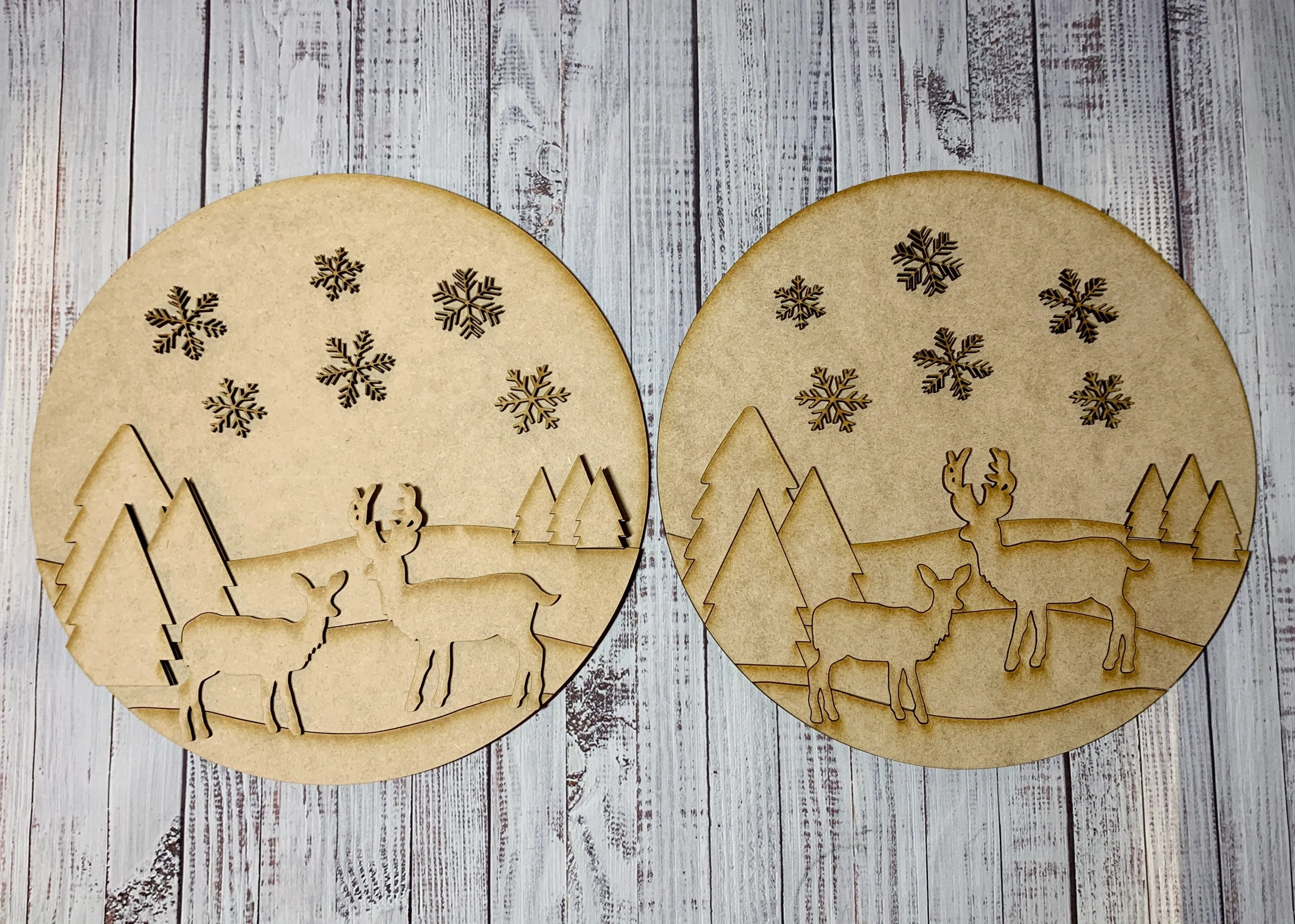 Winter In The Woods Seasonal Door Hanger - Mountain Theme Sign For Baby Nursery - Files for Sign Making - Digital SVG Cut File For Glowforge