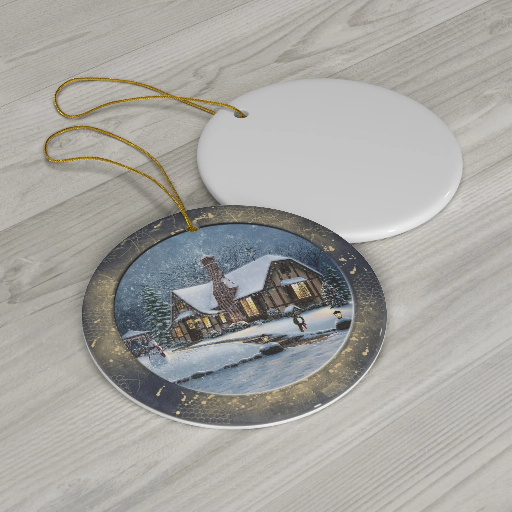 Winter Scene Ceramic Disc Ornament          Item #321678