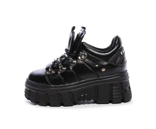 winter snow boots 7 cm platform leather ankle boots genuine leather  British style Genuine Leather Lace-up Casual shoes