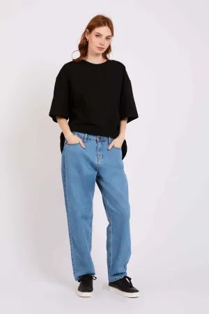 Women Straight Fit High Waist Denim Pant Medium Wash