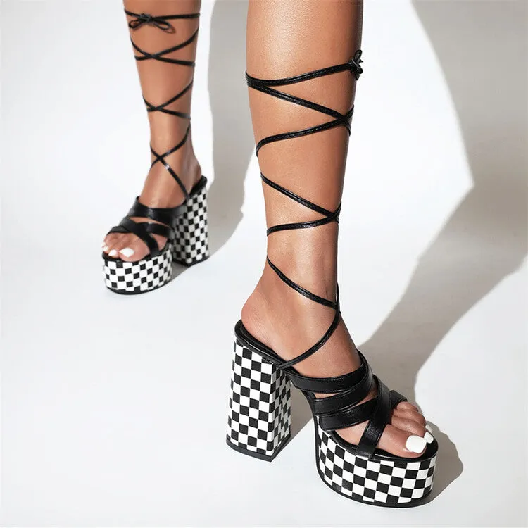Women's Cross Straps Thick Sole Chunky Heel Platform Sandals