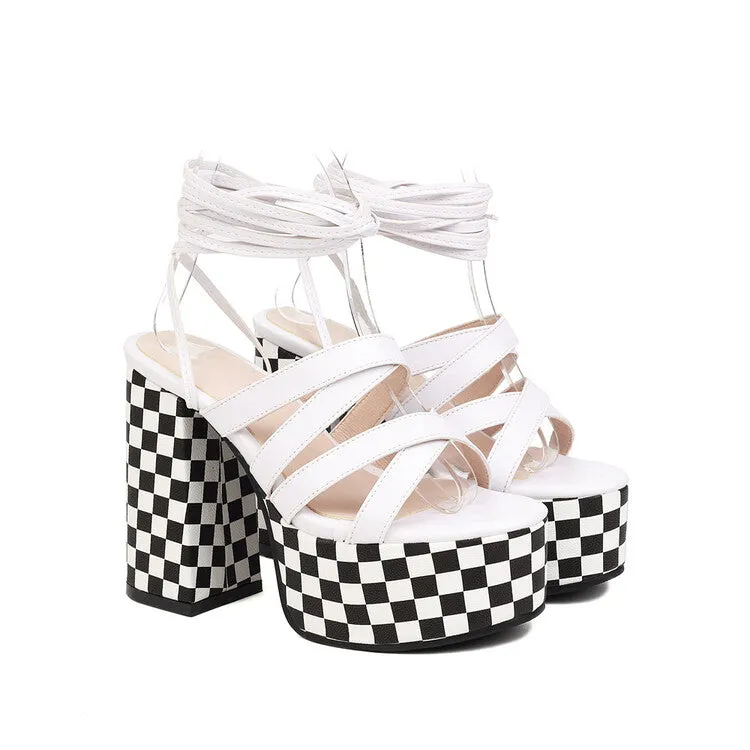 Women's Cross Straps Thick Sole Chunky Heel Platform Sandals