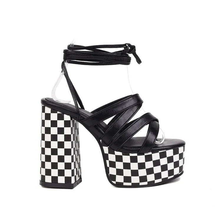 Women's Cross Straps Thick Sole Chunky Heel Platform Sandals