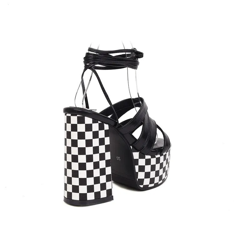 Women's Cross Straps Thick Sole Chunky Heel Platform Sandals