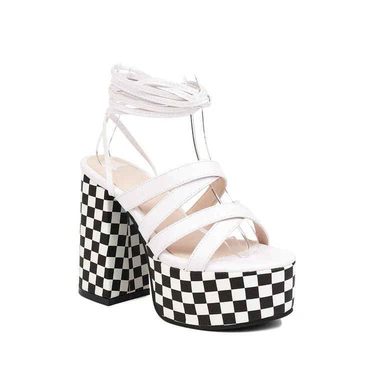 Women's Cross Straps Thick Sole Chunky Heel Platform Sandals