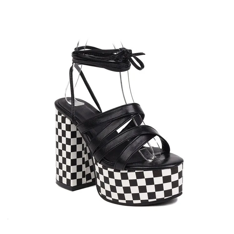 Women's Cross Straps Thick Sole Chunky Heel Platform Sandals