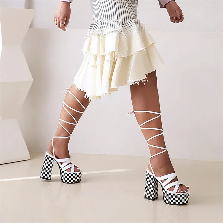 Women's Cross Straps Thick Sole Chunky Heel Platform Sandals