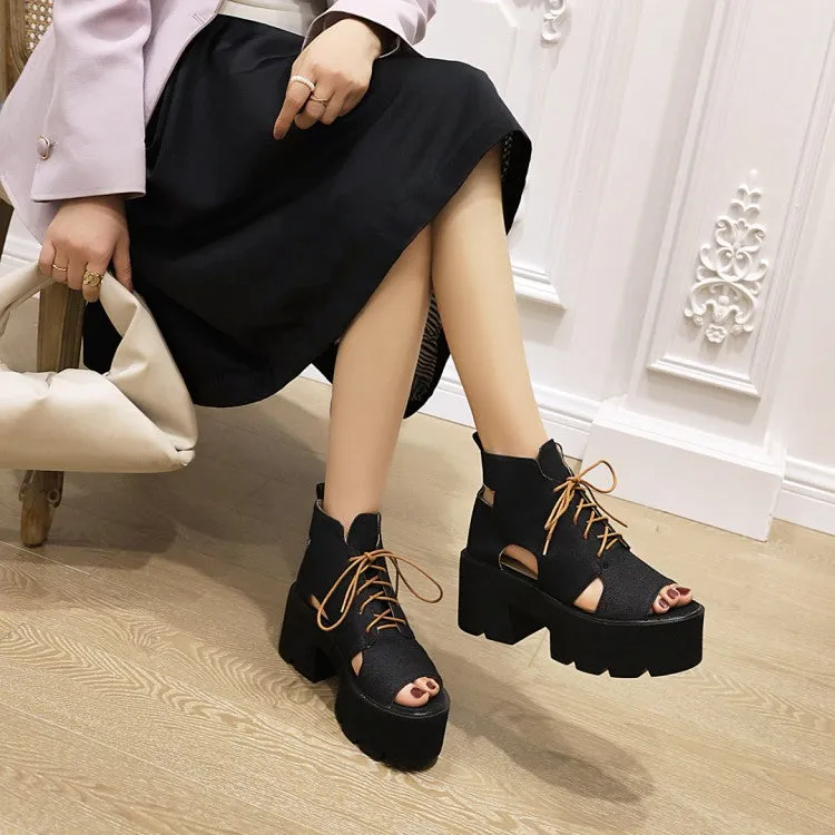 Women's's Open Toe Denim Platform Sandals
