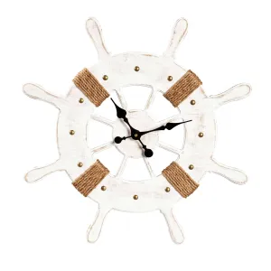 Wooden Ship Wheel Wall Clock,6cl158