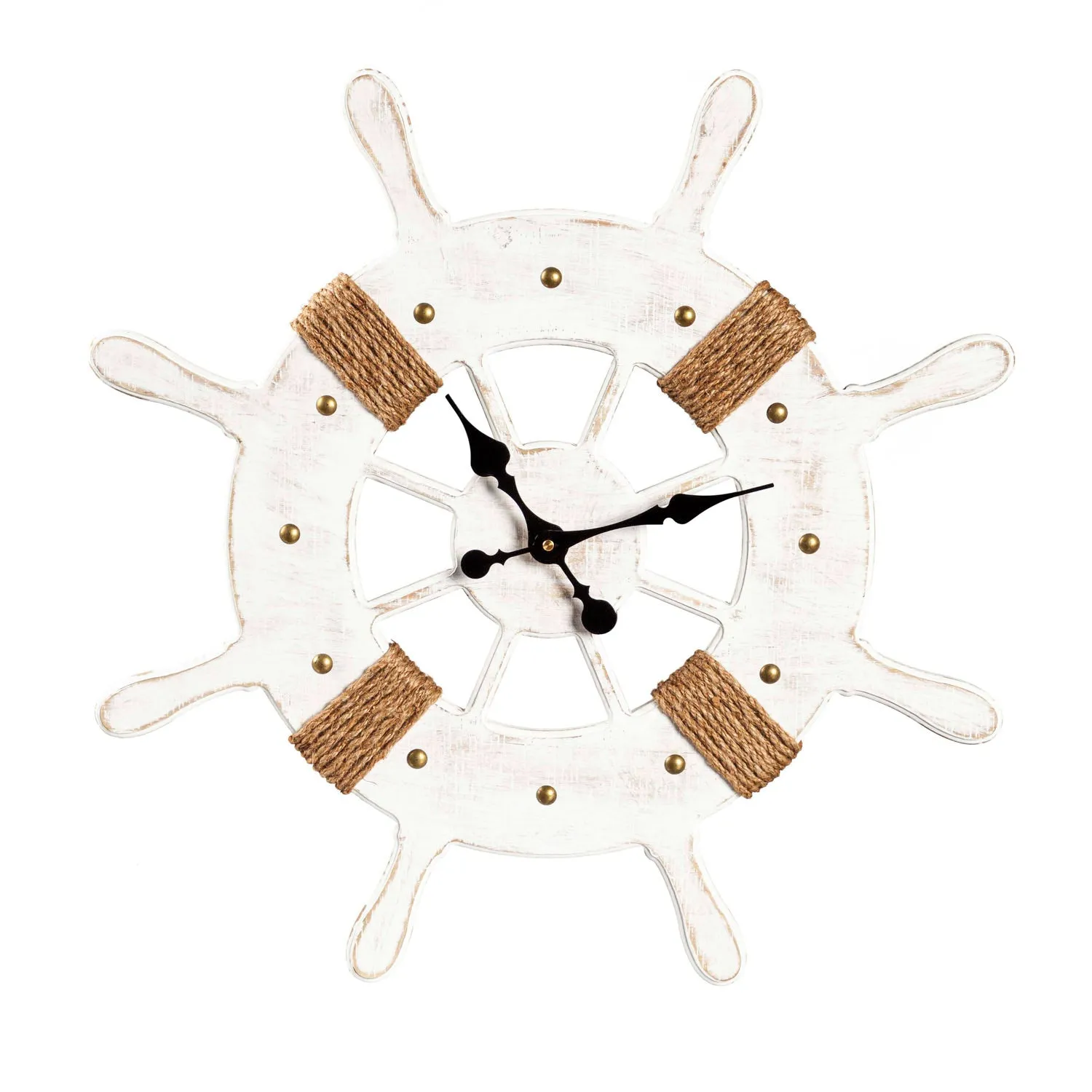 Wooden Ship Wheel Wall Clock,6cl158